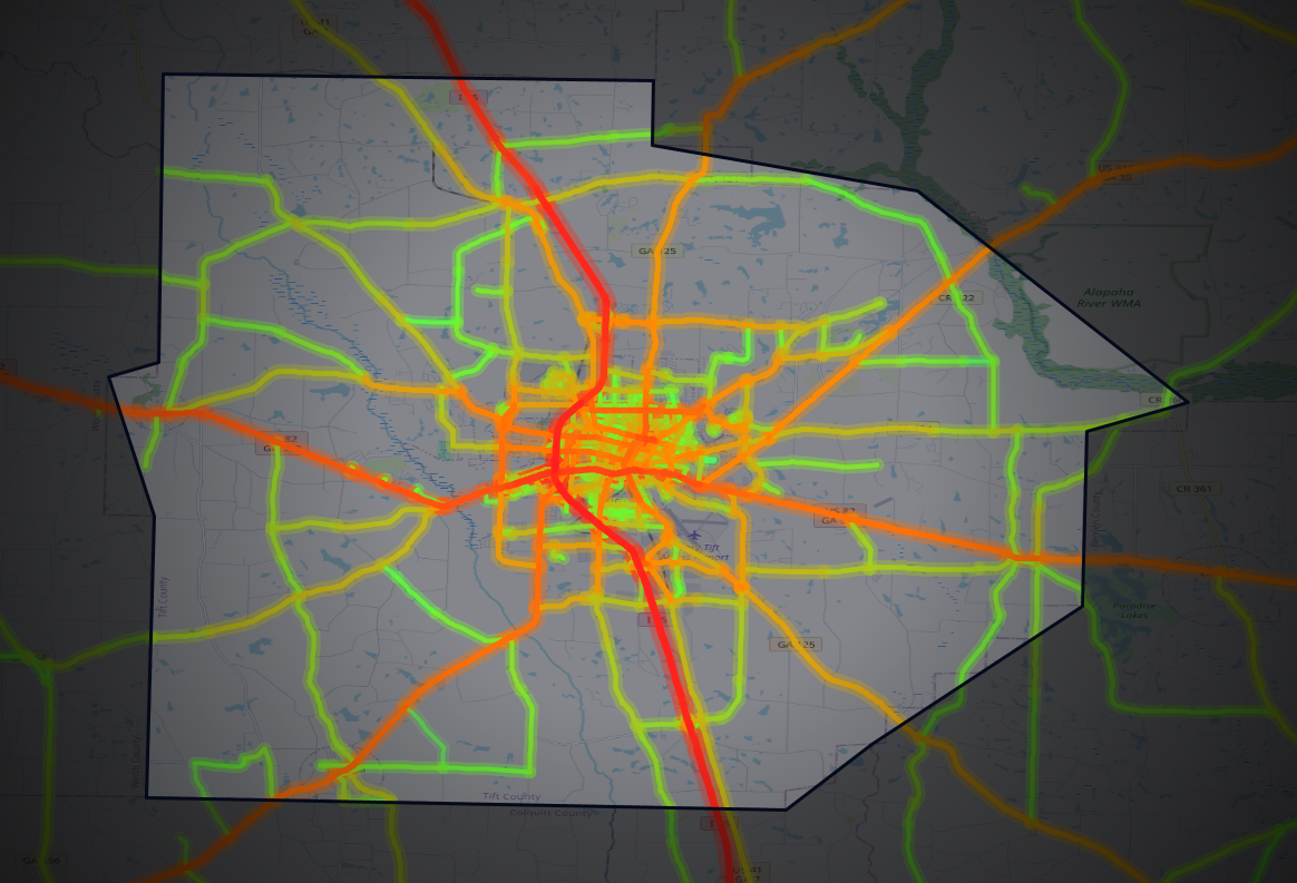 Traffic map of Tift, Georgia