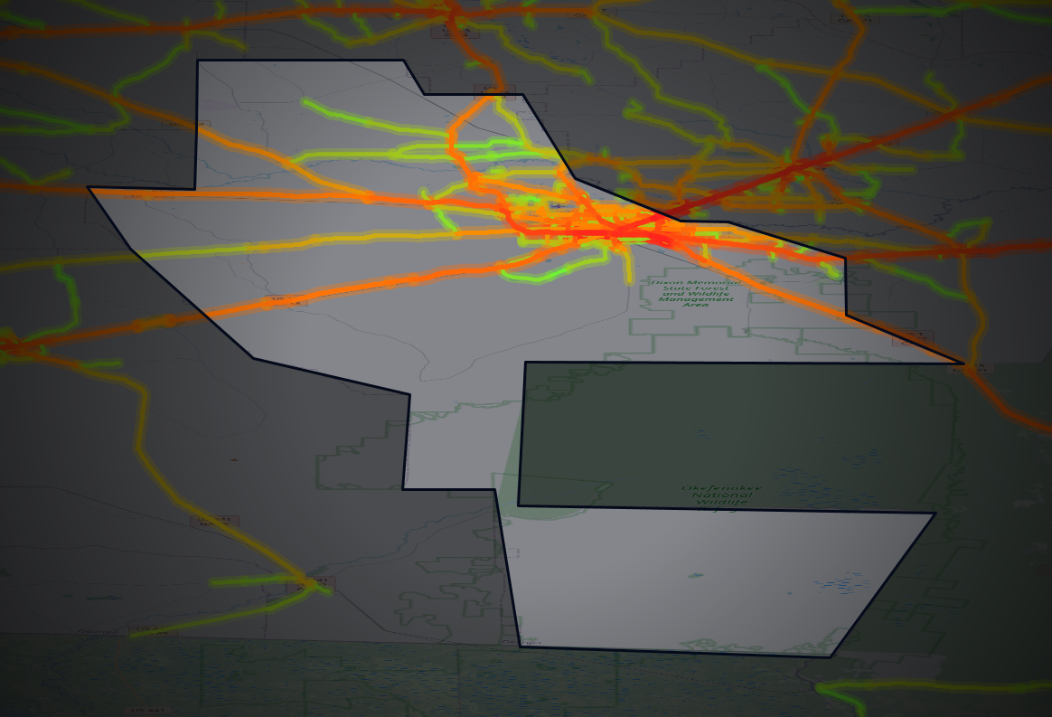 Traffic map of Ware, Georgia