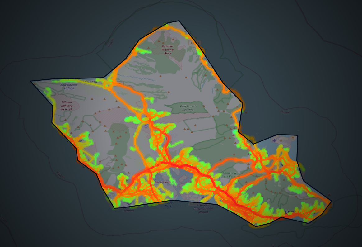 Traffic map of Honolulu, Hawaii