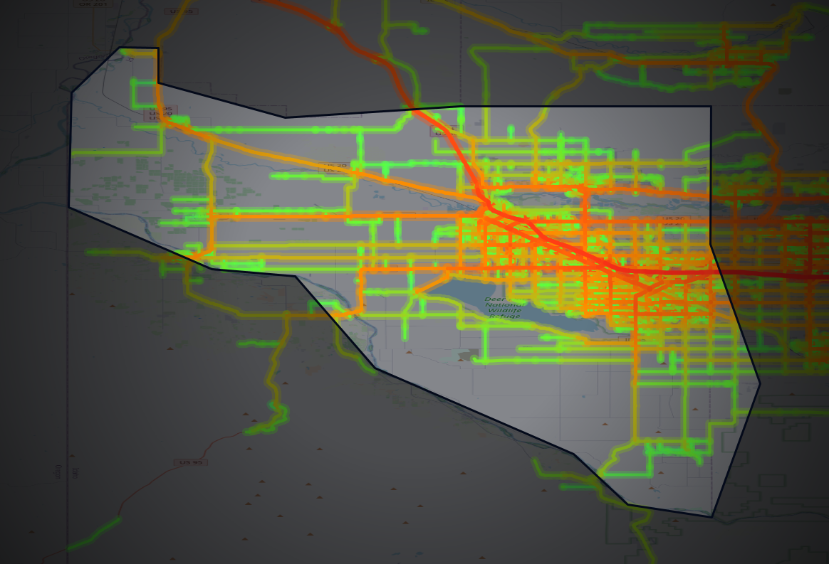 Traffic map of Canyon, Idaho