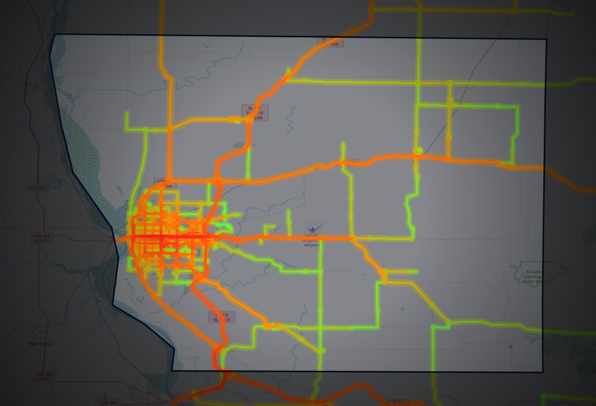 Traffic map of Adams, Illinois