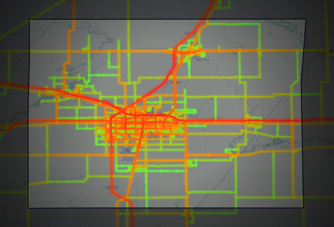 Traffic map of Champaign, Illinois