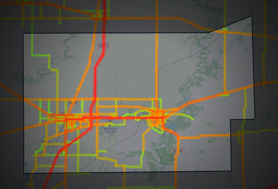 Traffic map of Coles, Illinois