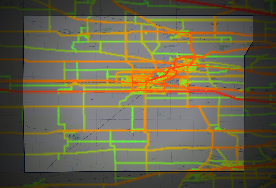 Traffic map of DeKalb, Illinois