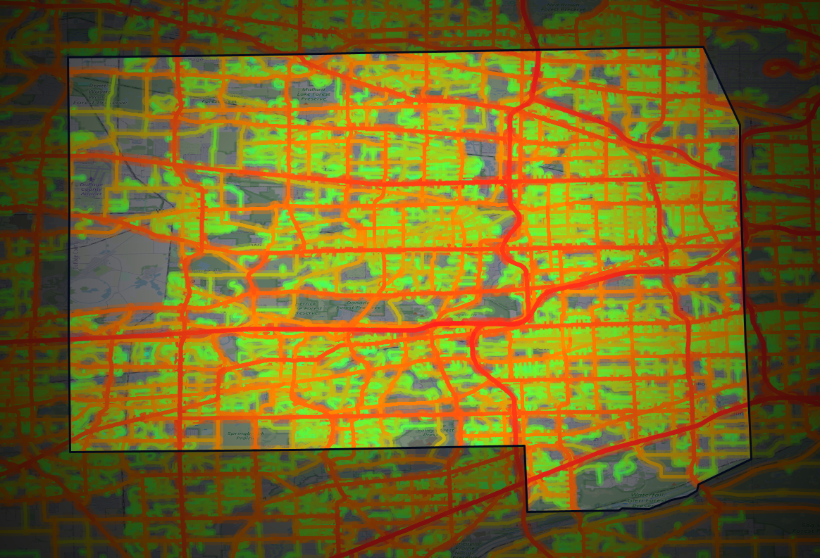 Traffic map of DuPage, Illinois