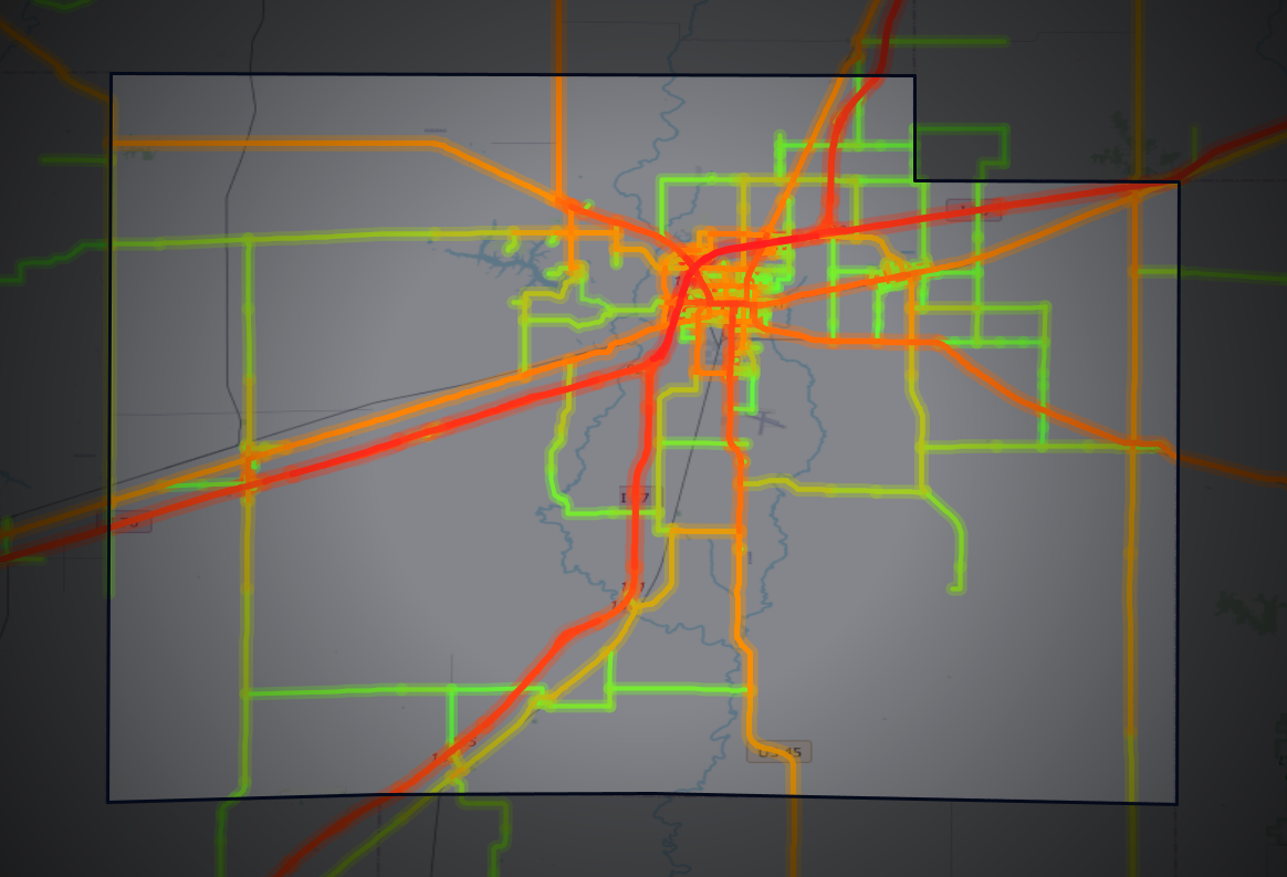 Traffic map of Effingham, Illinois