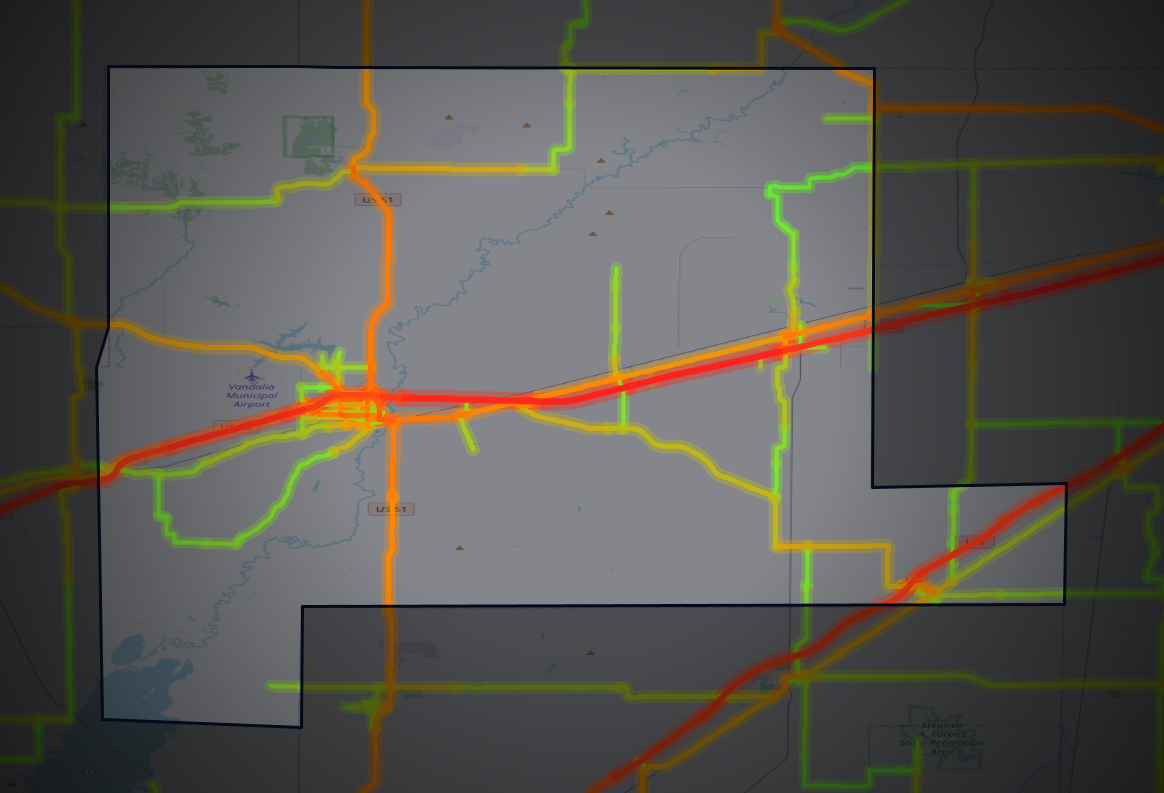 Traffic map of Fayette, Illinois