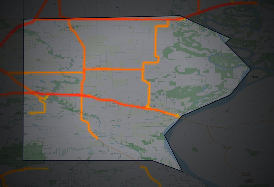 Traffic map of Gallatin, Illinois
