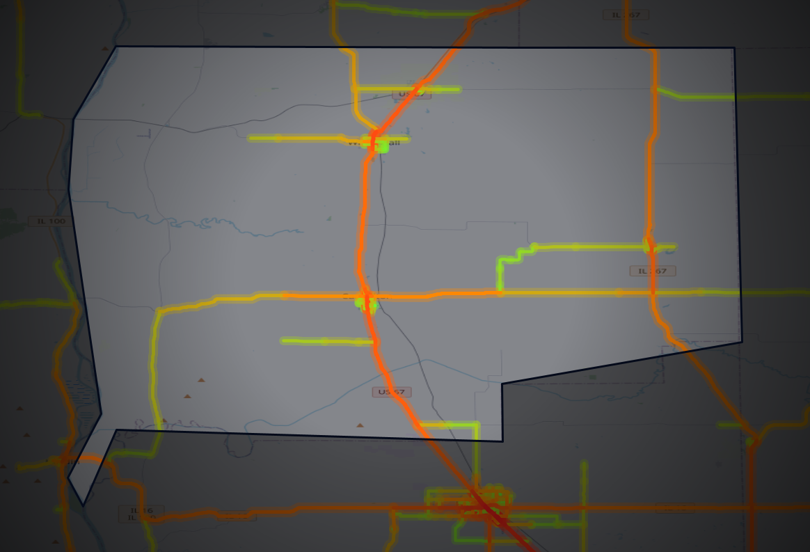 Traffic map of Greene, Illinois