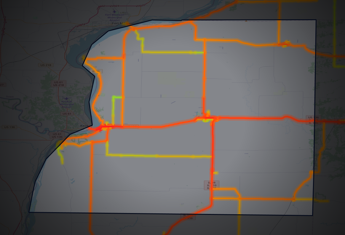 Traffic map of Hancock, Illinois