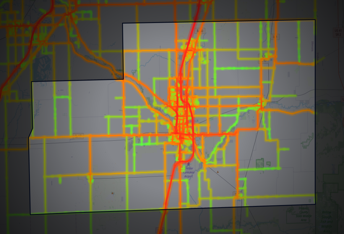 Traffic map of Kankakee, Illinois