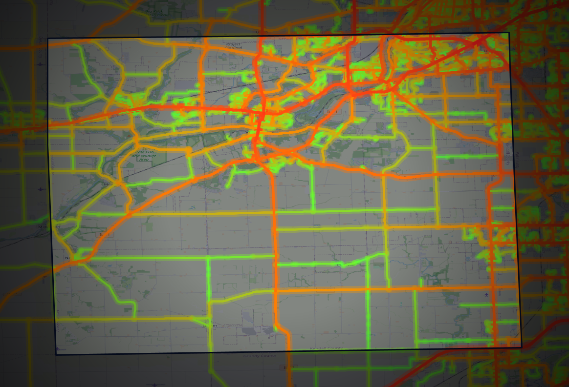 Traffic map of Kendall, Illinois