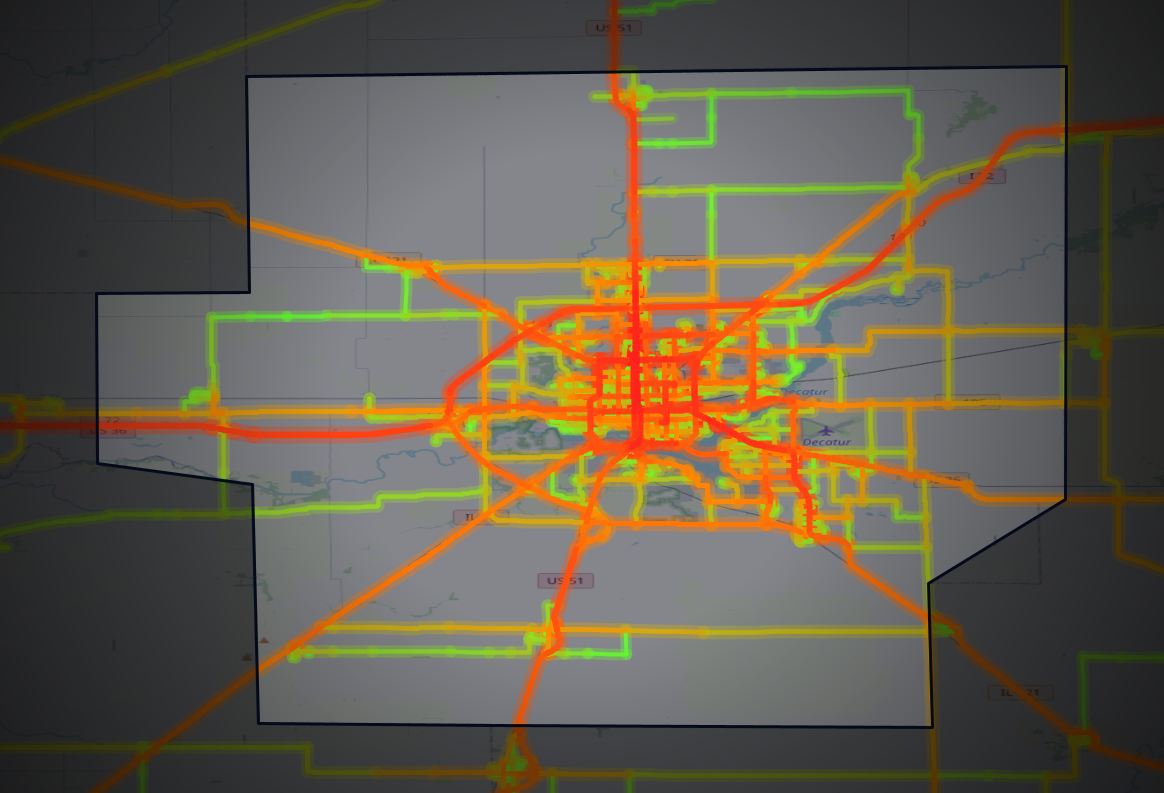 Traffic map of Macon, Illinois