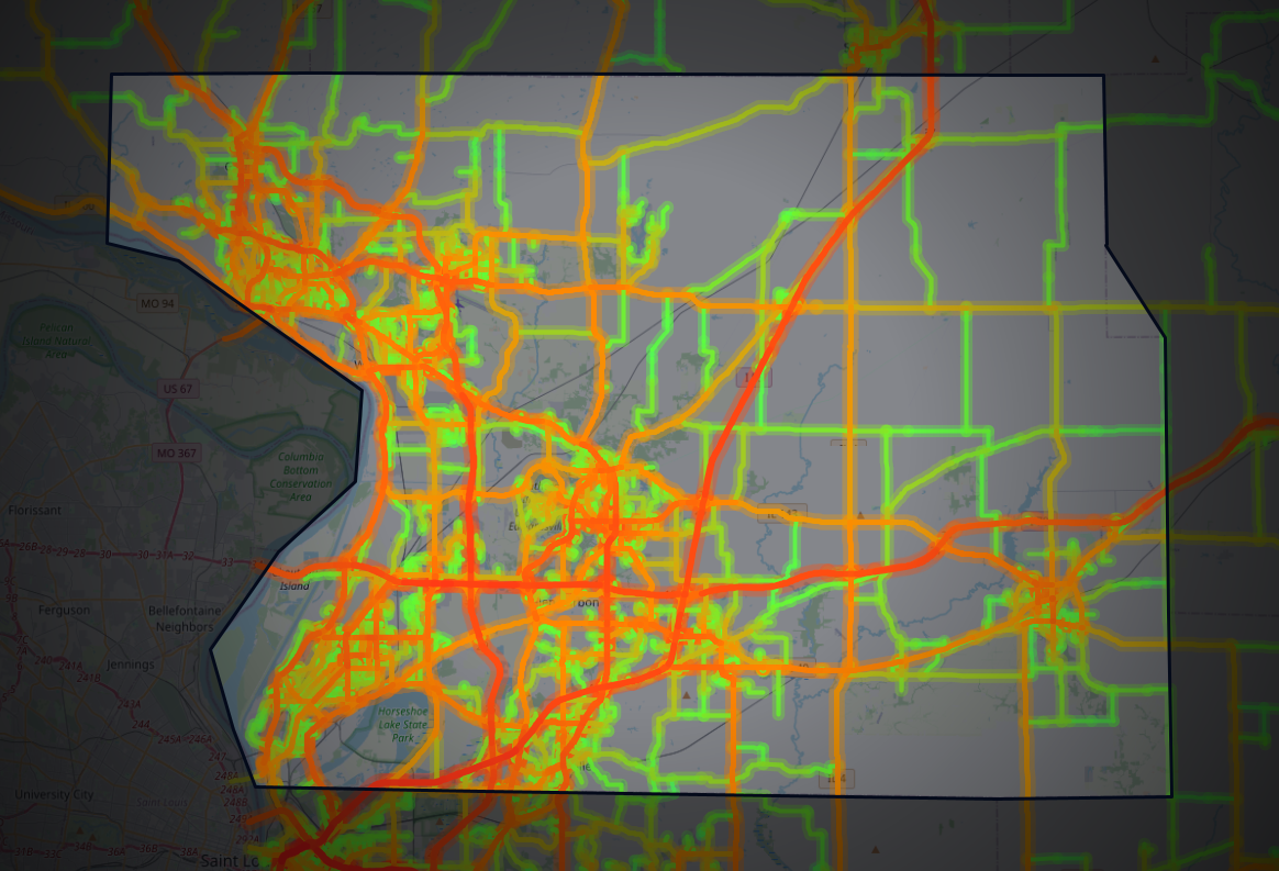 Traffic map of Madison, Illinois
