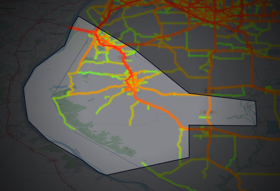 Traffic map of Monroe, Illinois