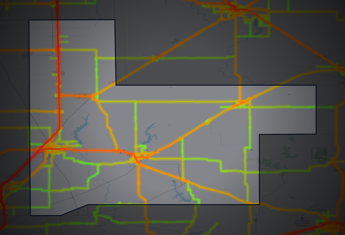Traffic map of Montgomery, Illinois