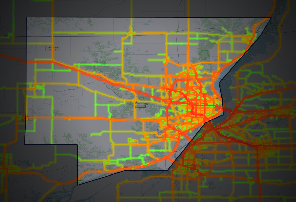 Traffic map of Peoria, Illinois