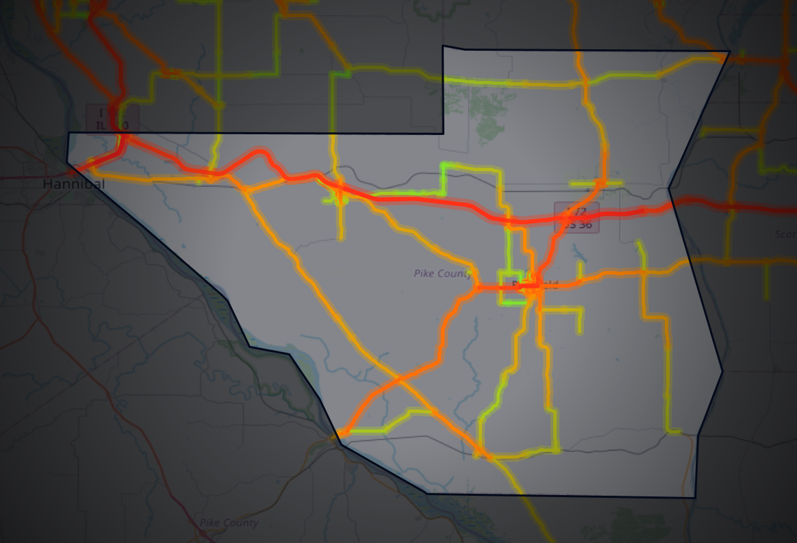Traffic map of Pike, Illinois