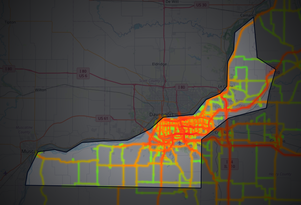 Traffic map of Rock Island, Illinois