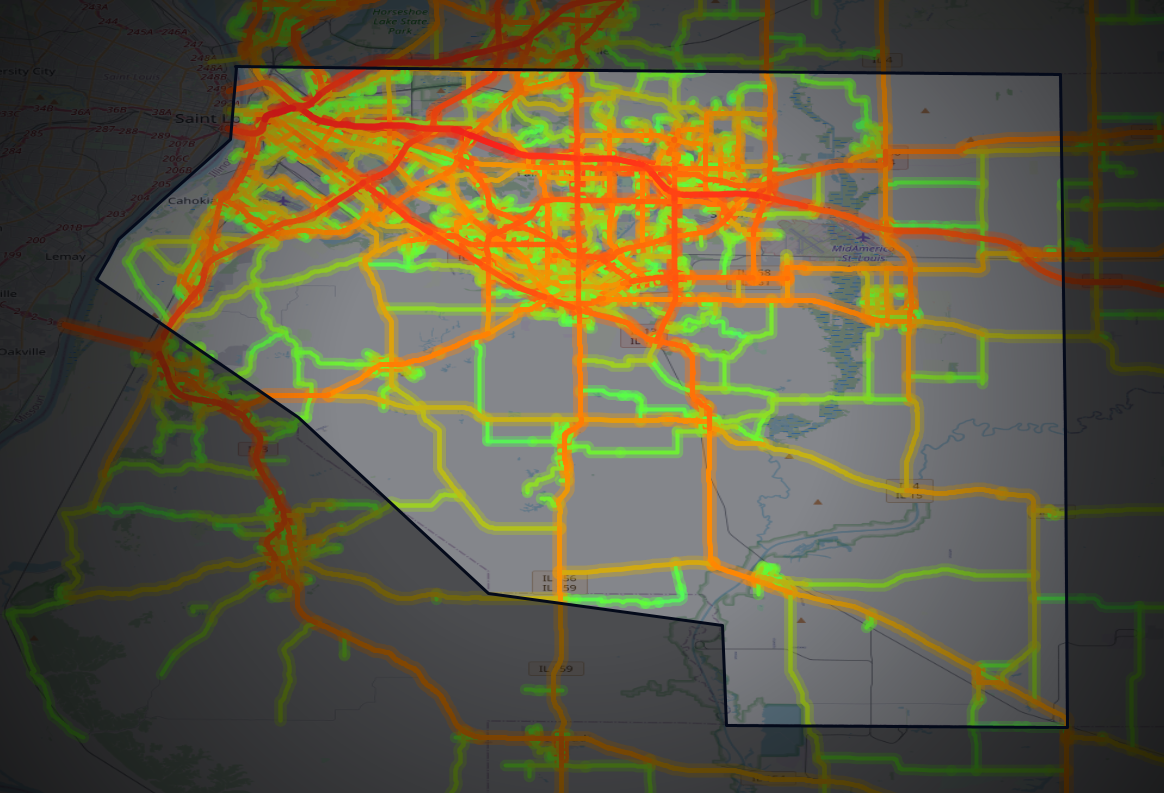 Traffic map of St. Clair, Illinois