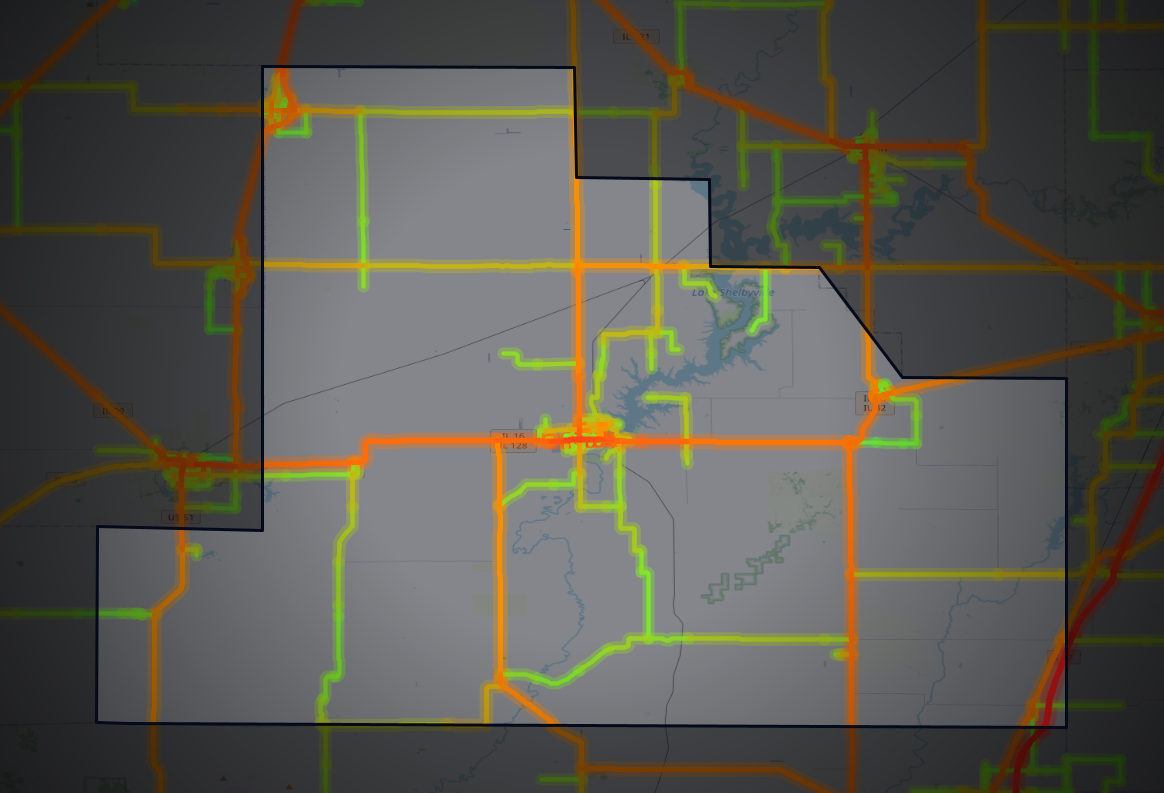 Traffic map of Shelby, Illinois