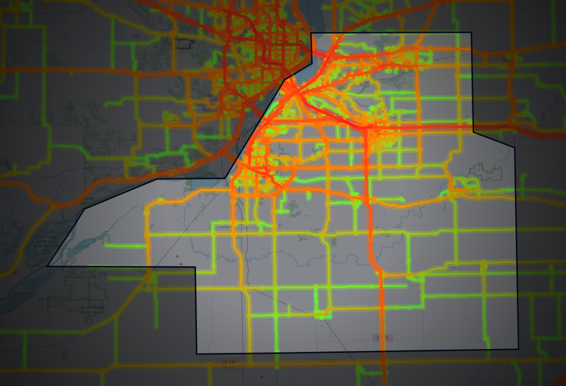 Traffic map of Tazewell, Illinois