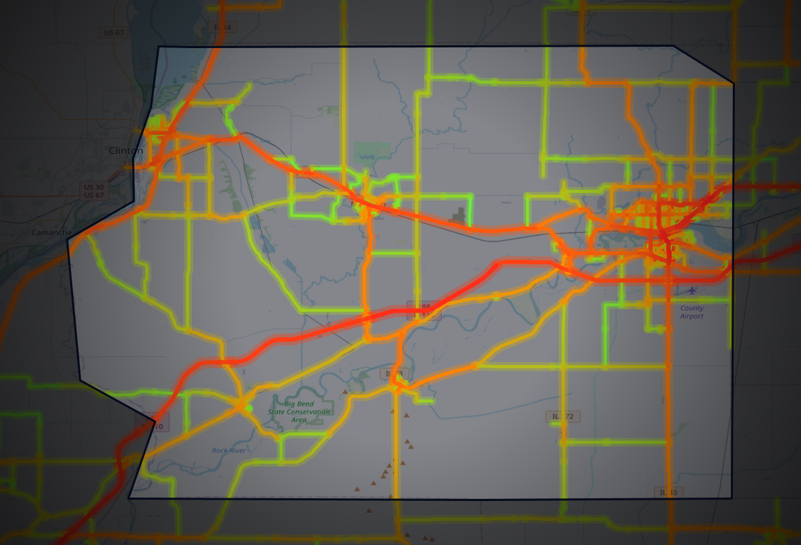 Traffic map of Whiteside, Illinois