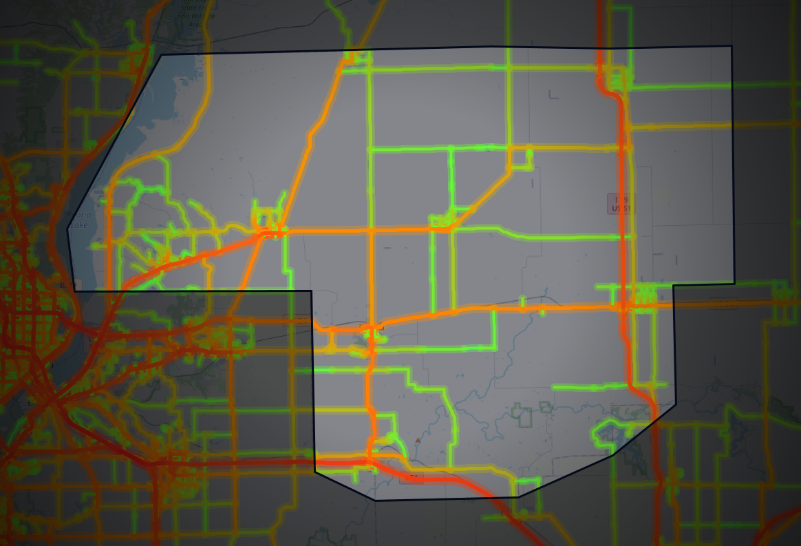 Traffic map of Woodford, Illinois