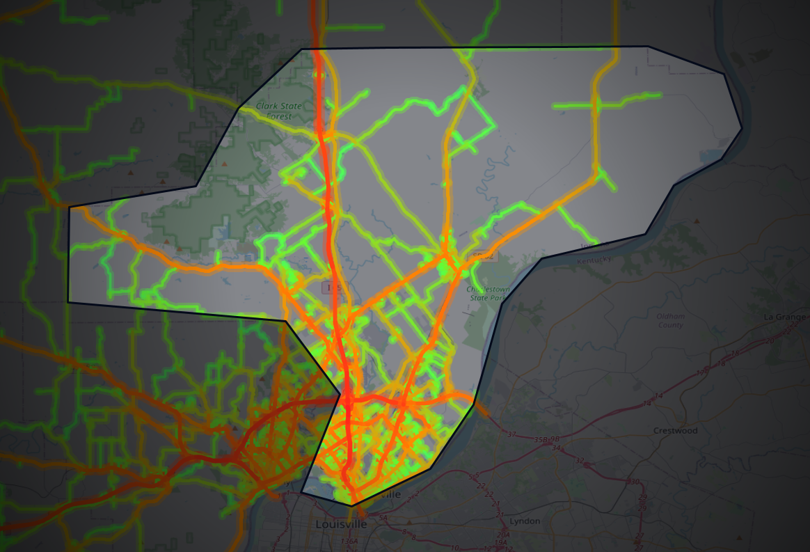 Traffic map of Clark, Indiana