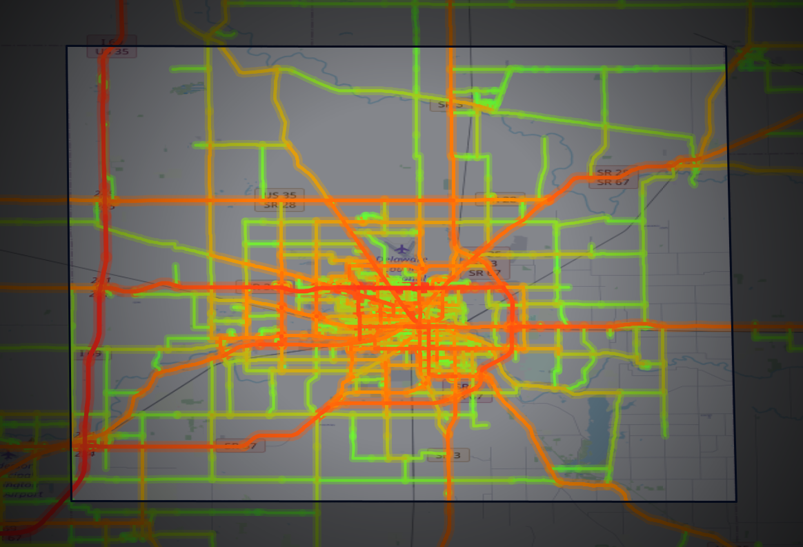 Traffic map of Delaware, Indiana