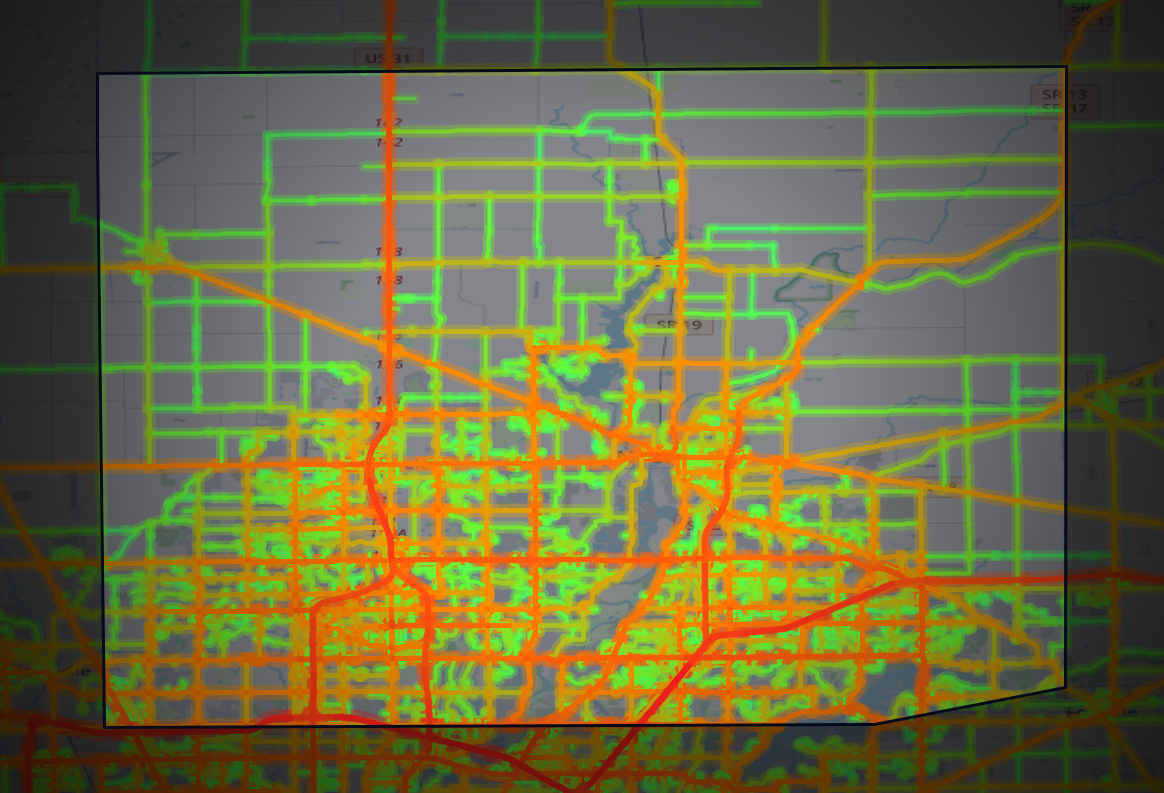Traffic map of Hamilton, Indiana