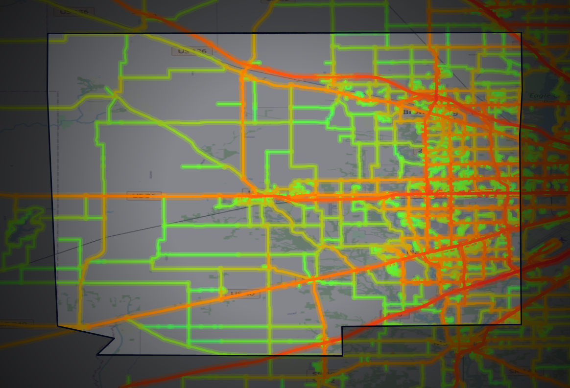 Traffic map of Hendricks, Indiana