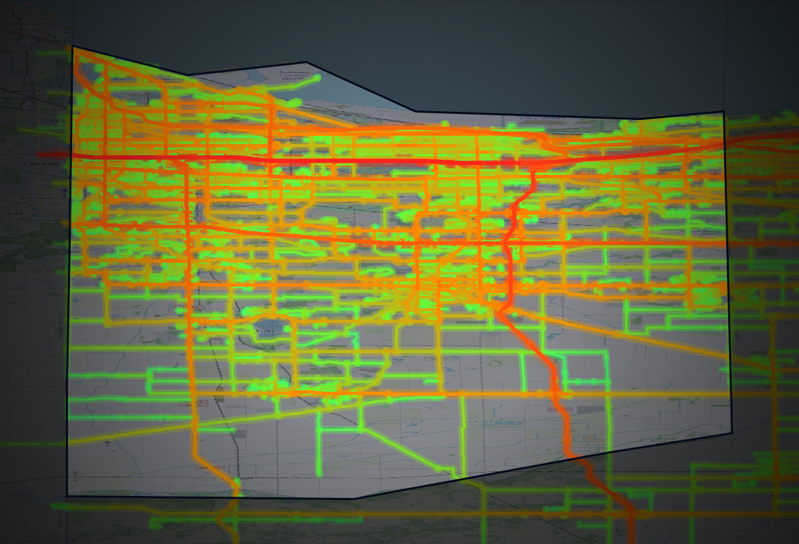 Traffic map of Lake, Indiana