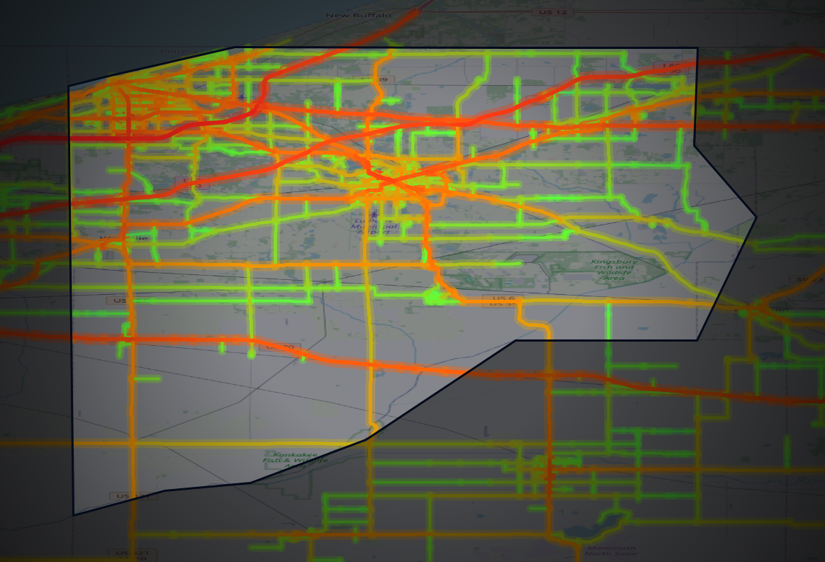 Traffic map of LaPorte, Indiana