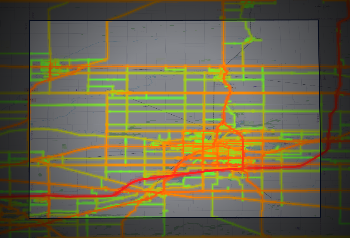 Traffic map of Madison, Indiana