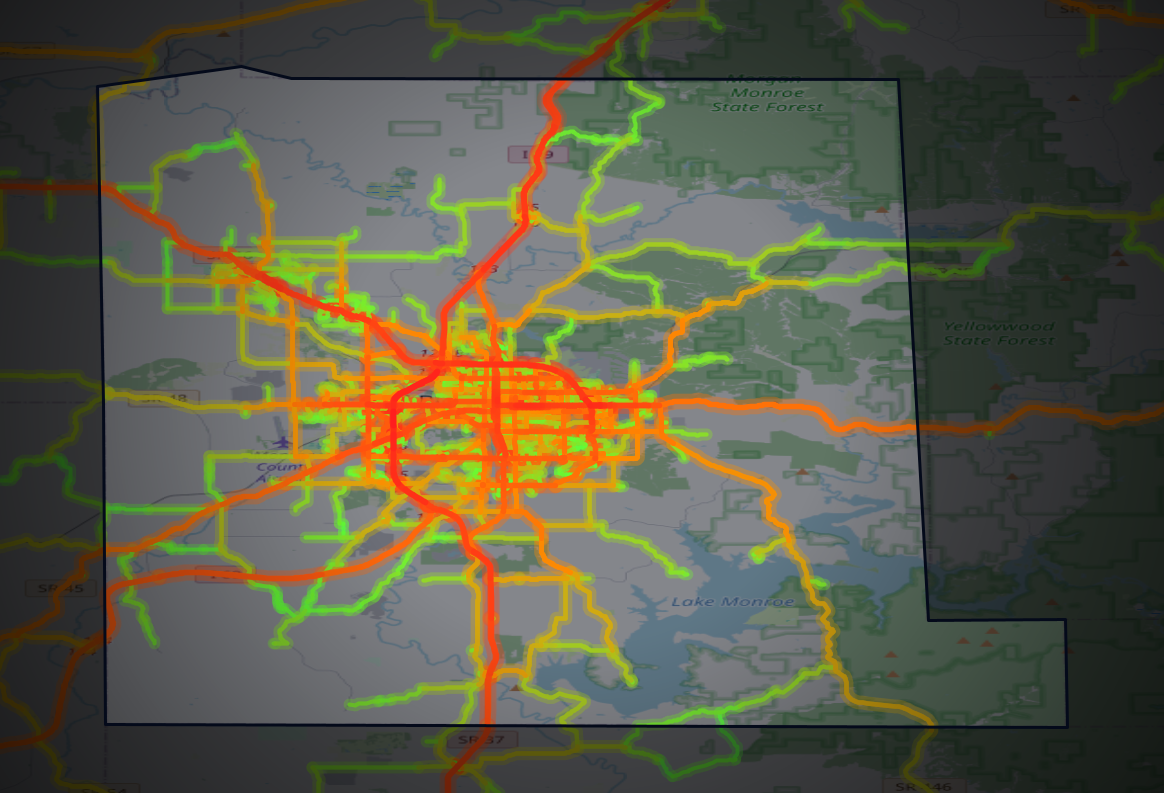 Traffic map of Monroe, Indiana