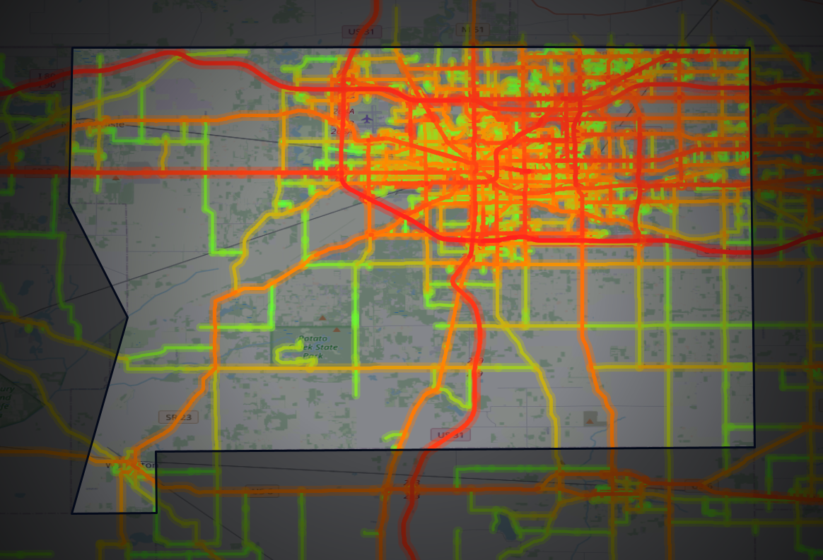 Traffic map of St. Joseph, Indiana