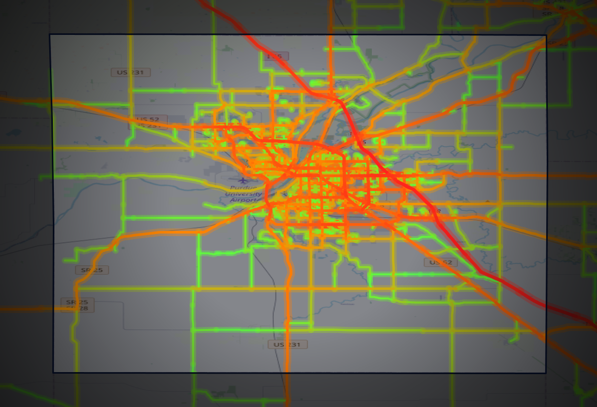 Traffic map of Tippecanoe, Indiana