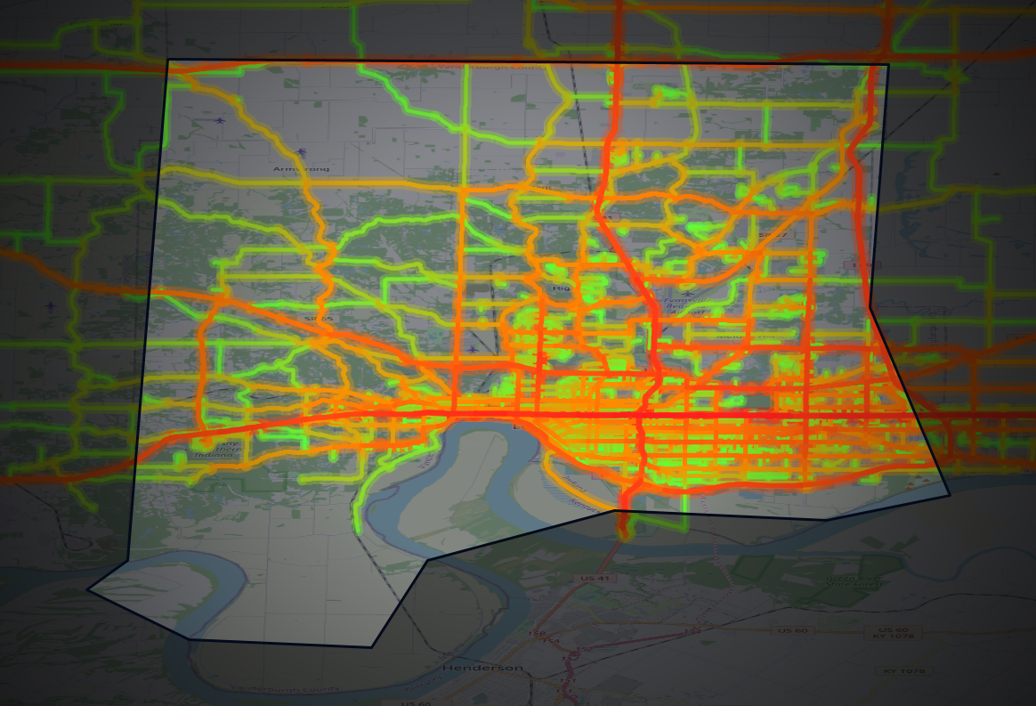 Traffic map of Vanderburgh, Indiana