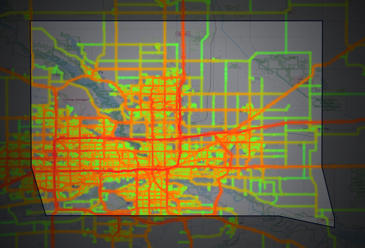 Traffic map of Polk, Iowa
