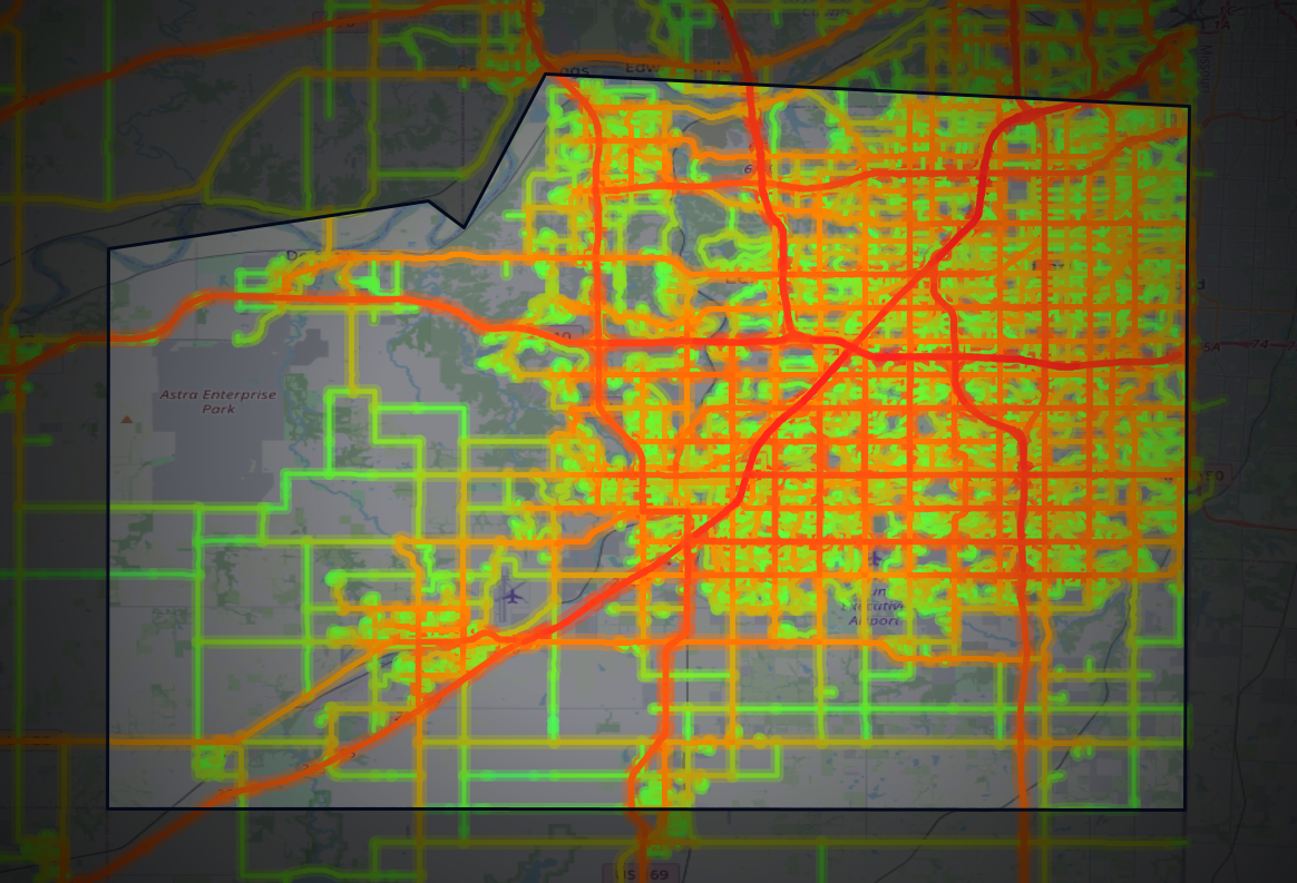 Traffic map of Johnson, Kansas