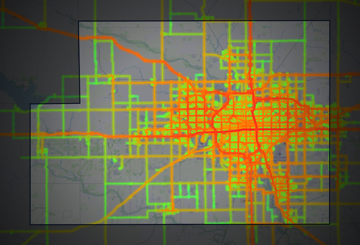 Traffic map of Sedgwick, Kansas