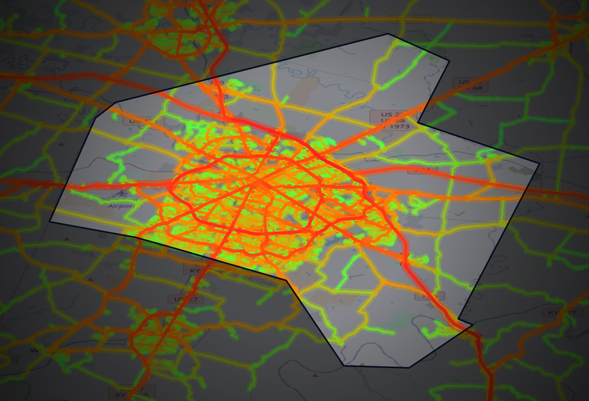 Traffic map of Fayette, Kentucky