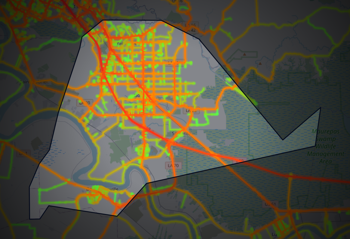 Traffic map of Ascension, Louisiana