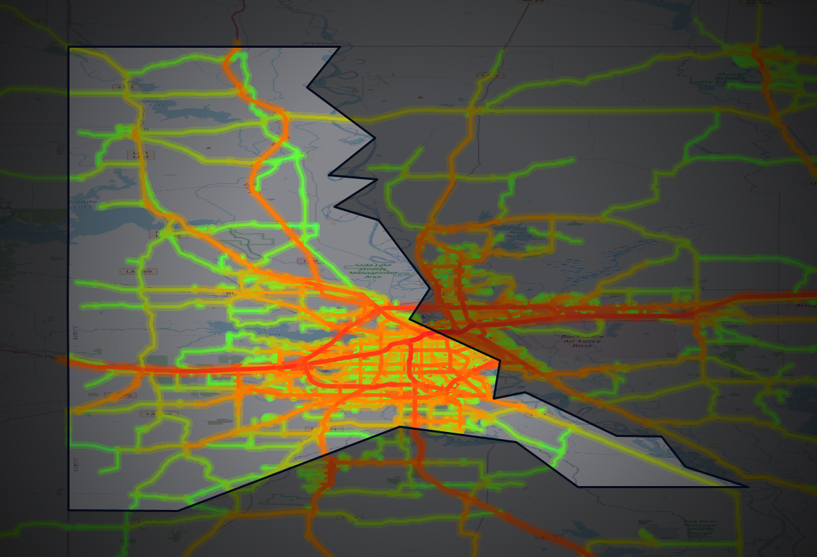 Traffic map of Caddo, Louisiana