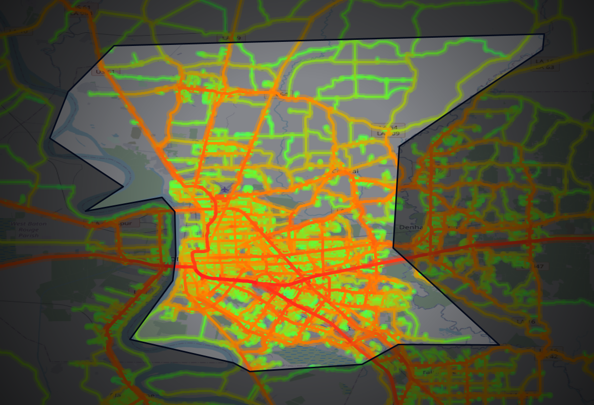 Traffic map of East Baton Rouge, Louisiana