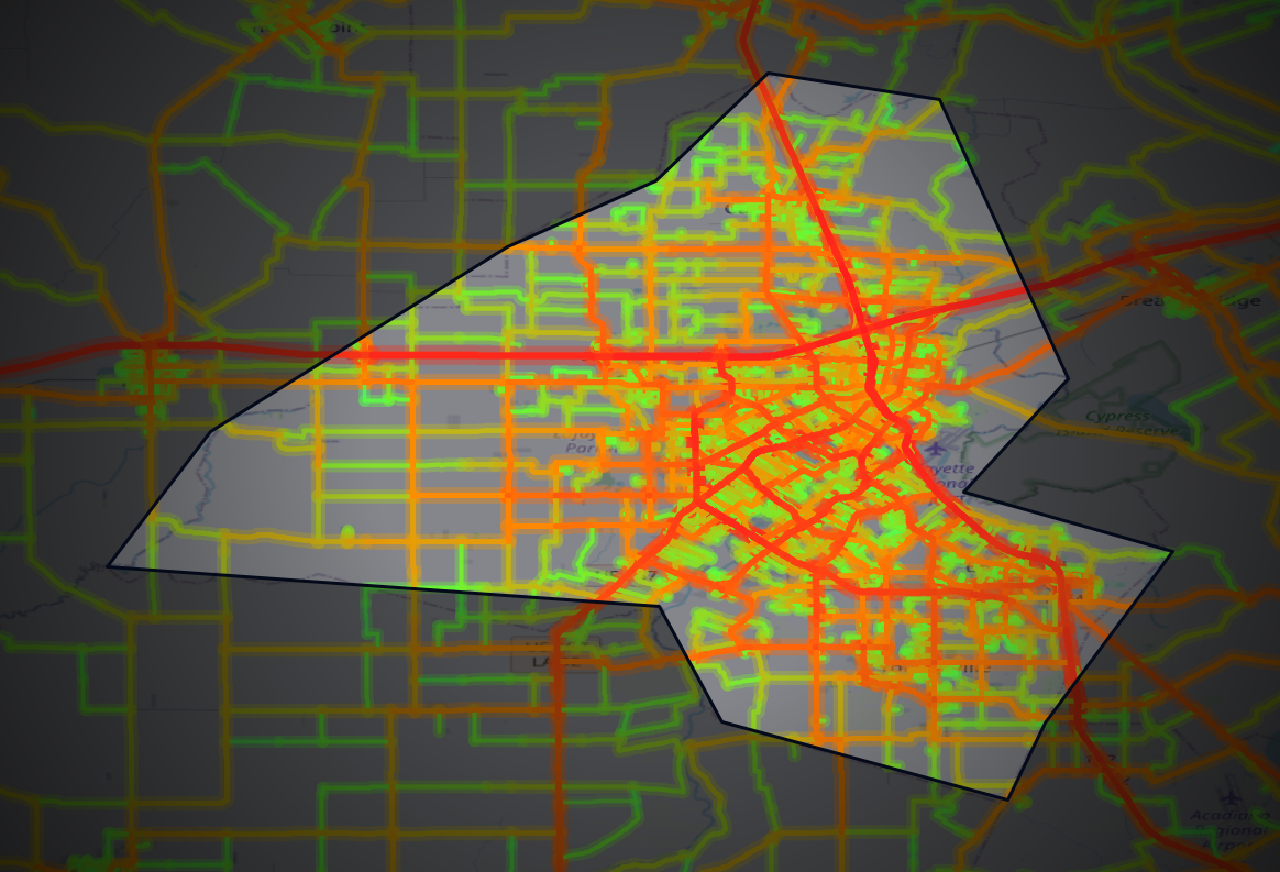 Traffic map of Lafayette, Louisiana