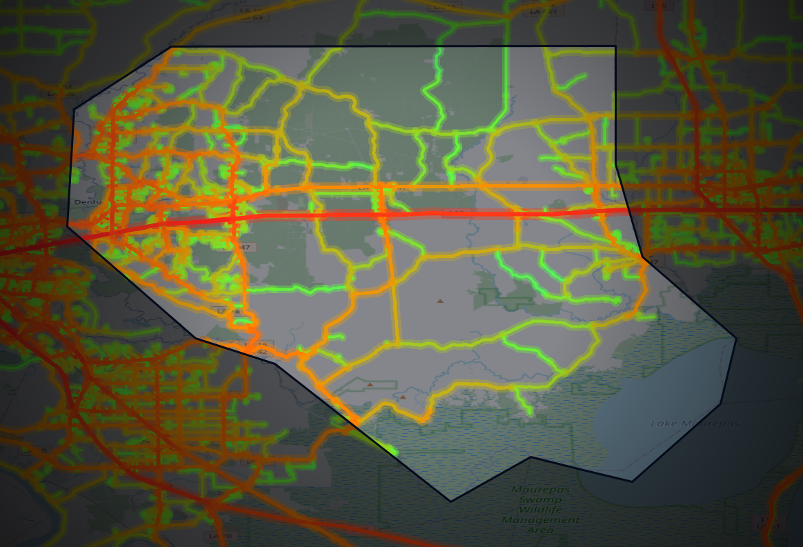 Traffic map of Livingston, Louisiana