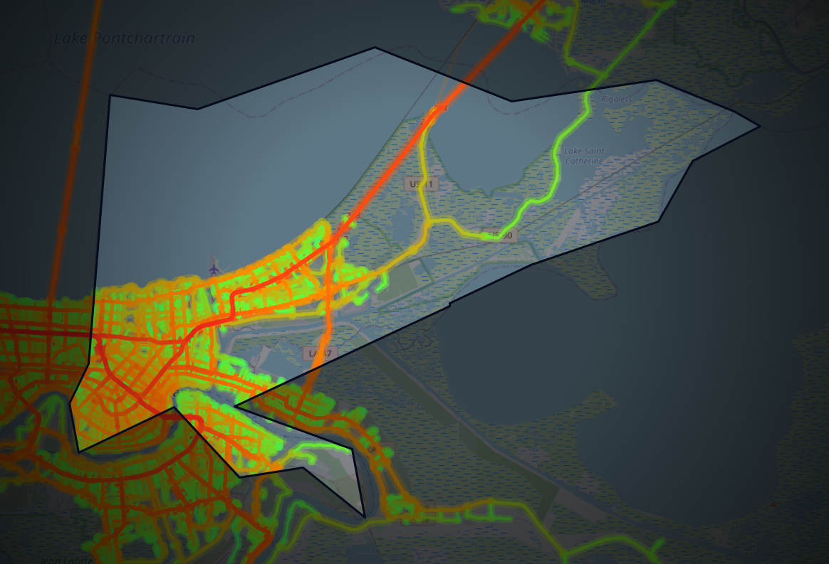 Traffic map of Orleans, Louisiana