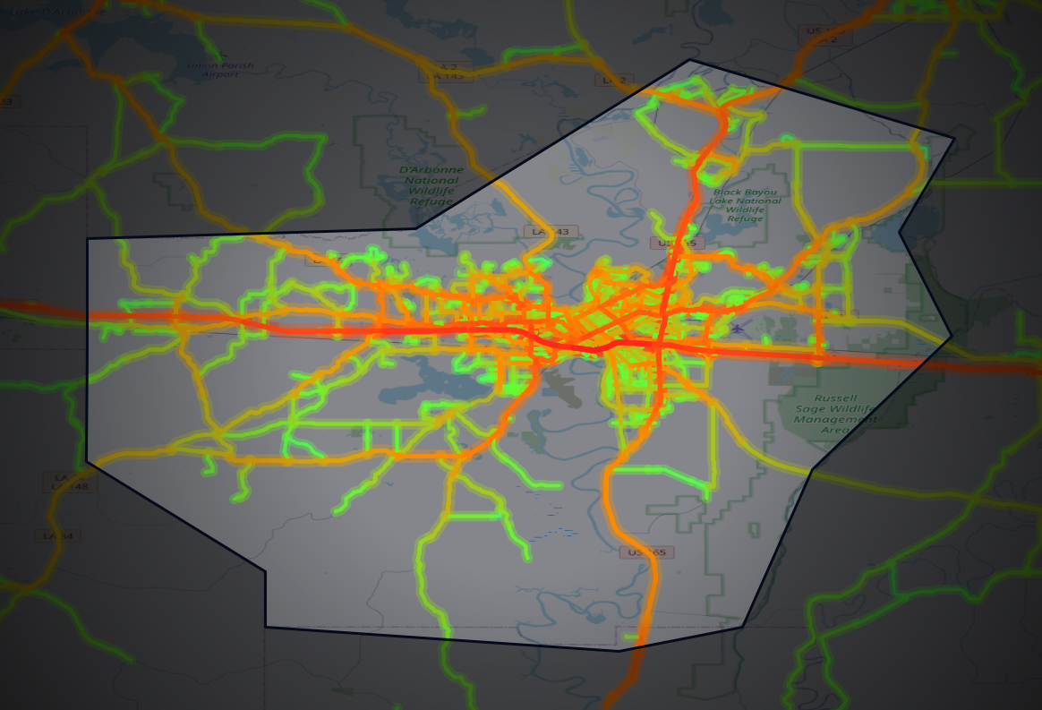 Traffic map of Ouachita, Louisiana